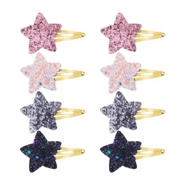 Glitter Star Hair Clips Girls, 8 Pieces Cute Star Hair Clips Metal Snap Hair Clips Girls, Pentagram Hair Clips Y2k Accessories for Toddlers Women Girls Party Birthday Hair Clips Styling