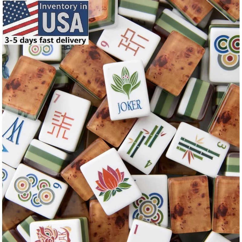 Sierra and Red Mahjong Acrylic Mahjong Tiles 4-layer Engraved American