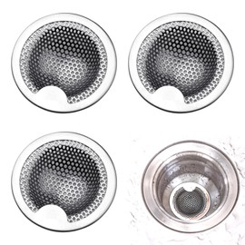 Doyime Drainage Outlet Garbage Holder (Set of 3) Washbasin Washroom Punching Stainless Steel Drain for Washbasin Drain with Handle Drain Size 3.5-4cm