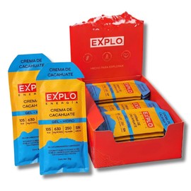 EXPLO Gel Energético Crema Cacahuate 35g  Pack 18  Con BCAAs, Electrólitos y Miel Natural  Sin Azúcar Refinada  Para Correr y Ciclismo                
