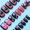 Handmade Nail Tip, Long Almond, Stiletto False Nails, Pink, Black,