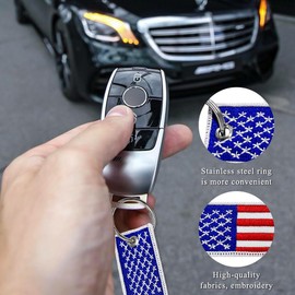 Llavero con bandera americana, 2 unidades, llavero bordado para coche y motocicleta