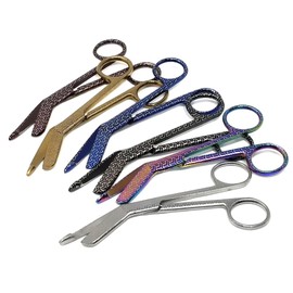 Engraved Nurse Lister Bandage Scissors Colorful Stainless Steel 5.5" Shears for Vet Tech Nursing Students Paramedics in Geometric Multi Directional Arrow Print (Set of 6 Colors)