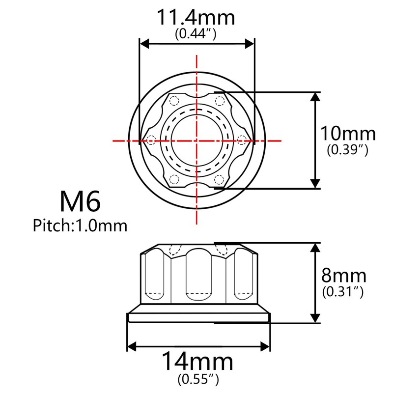 Wanyifa Tuerca de tornillo de titanio M6 M8 M10 M12