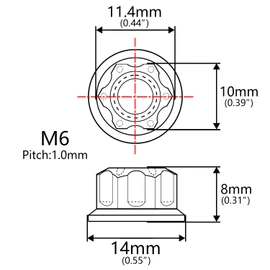 Wanyifa Tuerca de tornillo de titanio M6 M8 M10 M12 M14 para motocicleta, eje trasero, accesorios de modificación para coche, paquete de 6 (paso M6 de 1,0 mm, arcoíris)