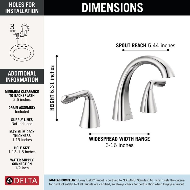 Delta Vesna Brushed Nickel Bathroom Faucet 3 Hole, 8 Inch