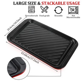 Grilling Prep and Serve Trays, BBQ Platter for Raw and Cooked Food, Melamine Serving Trays for Food, Set of 2, Black and Red, Napkin and Cleaning Clothes Included