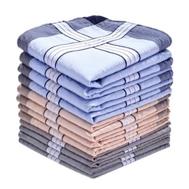 Men's Handkerchief, Cotton, Businessman, Handkerchief, Set of 12, 15.7 x 15.7 inches (40 x 40 cm), Quick Drying, Water Absorbent, Thin, Everyday Use, Commute, Gentleman, Business Gift, Gift