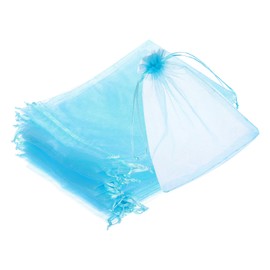 sourcing map 25pcs Organza Bags 15x20cm Drawstring Favor Pouches Sheer Mesh Bag for Gift Jewelry Wedding Party Christmas Candy Lake Blue
