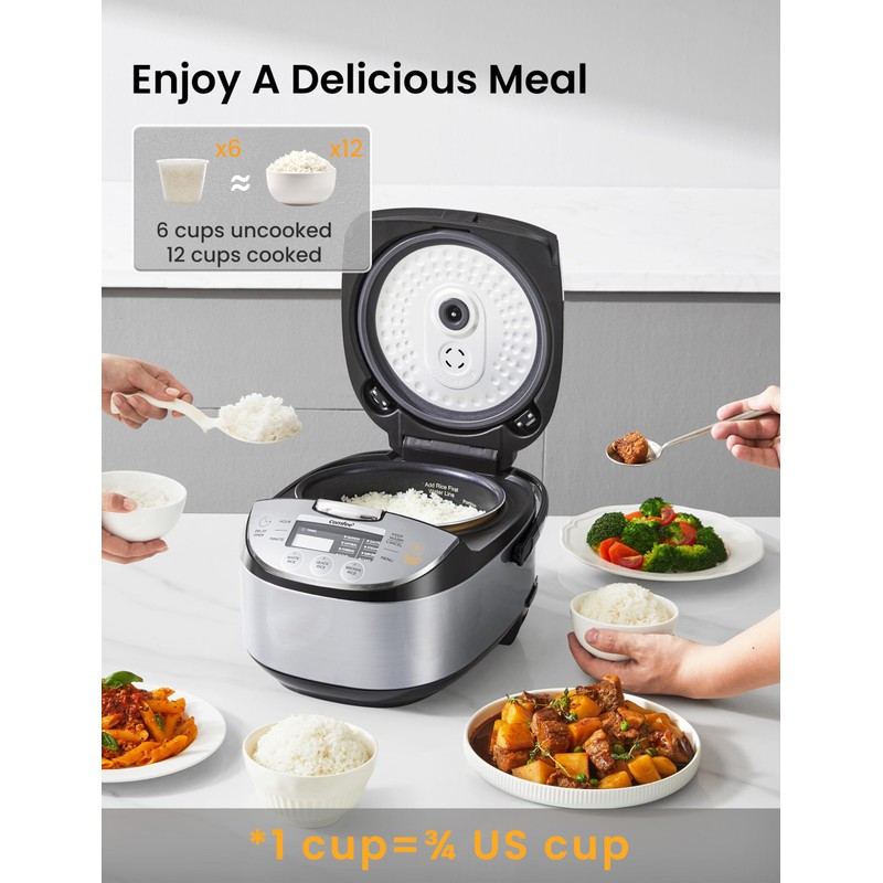 COMFEE' Rice Cooker 12 Cups Cooked/6 Cups Uncooked, Portable Non-Stick
