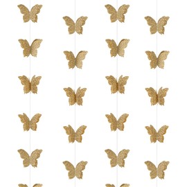 3D Paper Butterfly Garland Recycled Book Newspaper Hanging Garland Bunting Banner Party Decorations Wedding Baby Shower Home Decor 4 Pack (Brown)