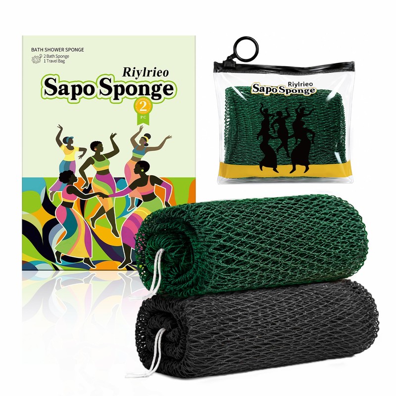 Esponja de red africana para la ducha, 2 esponjas exfoliantes