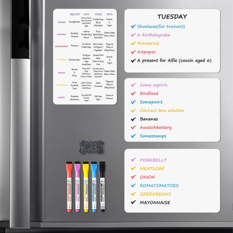 Magnetic Whiteboard for Fridge, 4-Pack Dry Erase Boards (12×8 in)