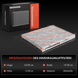 Frankberg 2x Cabin Air Filters with Activated carbon Compatible with B-Max JK B-Max Van JK Fiesta Saloon Fiesta V Van Fiesta VI CB1 CCN Fiesta VII HF HJ Replace# H1BH19G244AA