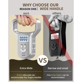 MEIYA Fish Scale: Dual Power(Battery/Rechargeable), Fishing Scale with Extra Wide Handle, 110lb, Backlit LCD Display, Includes 2 AAA Batteries&USB-C Charging Cable, Fishing Gifts for Men(Silver)