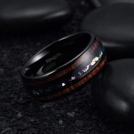 King Will Nature 8mm Tungsten Carbide Wedding Ring Inlaid with Real Wood & Colorful Fragments Engagement Band 11