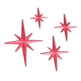 Midcentury Modern Vintage Style Atomic Star Bursts Fridge Magnets Art Refrigerator Kitchen Décor 1960s Retro Stars 50s Home Office MCM (Metallic Pink)