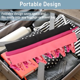 T&B Percha de baño de Tela Tendedero de Viaje Calcetines de Tela Plegables portátiles Percha de Secado con 6 Clips 3 Piezas