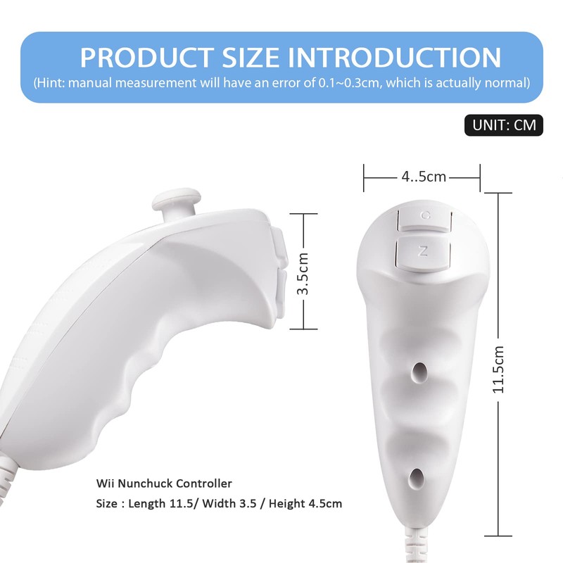 2 Pack Nunchuck Controller for Wii, FISUPER Replacement Remote Video
