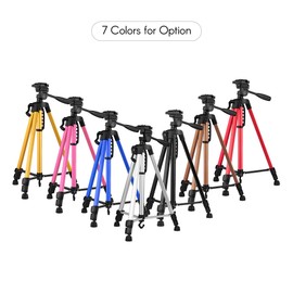 Andoer Lightweight Photography Tripod Stand Aluminum Alloy 3kg Load Capacity Max. Height 135cm/53in with Carry Bag Phone Holder for DSLR Camera Smartphone