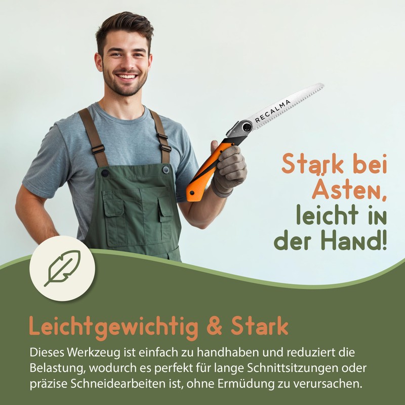 Recalma Handsäge Astsäge Klappbar, gehärtetes SK5 Sägeblatt 210 mm, Klappsäge