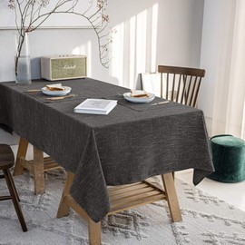 JSFLY Waterproof Cotton Linen Tablecloths Rectangle Dining Table Cloth, Wipe Clean Indoor & Outdoor Table Cover for Buffet Party and Banquets, Wrinkle Resistant（54"x102"） Carbon Black