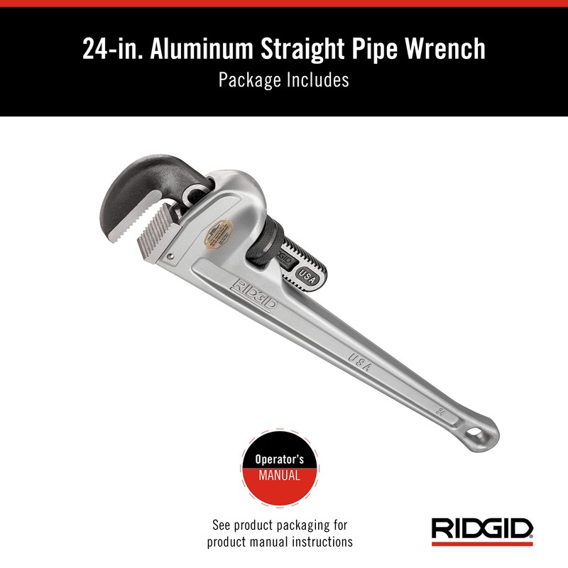 RIDGID 31105 Model 824 Aluminum Straight Pipe Wrench, 24-inch Plumbing