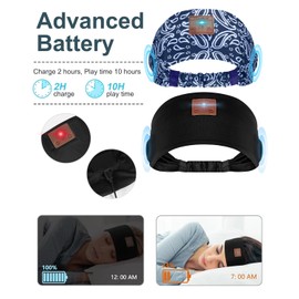 Mixiba 2PCS Headband Headphones, Sleeping Headphones with Ultra-Thin Stereo Speaker, Bluetooth Headband for Workouts, Yoga, Exercise