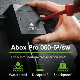 Spelsberg Abox Pro 060-6²/sw - IP66/IP67/IP69 Junction Box with Cable Connectors Accessories - Electrical Enclosure with Raised Screw Terminals - Rated 690V for Industrial & Outdoor (Black)