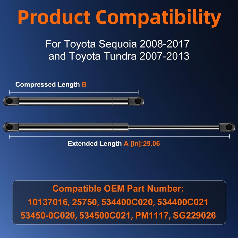 Euplokeer Qty (2) 534400C020 Hood Strut Lift Support Compatible with