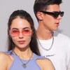 IKANOO Retro Rectangle Sunglasses for Women Men Small Square Frame
