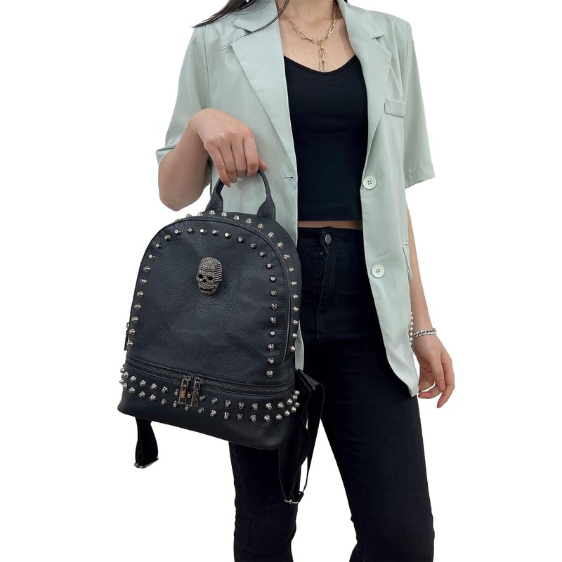 Ro Rox Dade Skull Backpack Canvas Punk Gothic Bag School