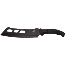 Smith & Wesson M&P Extraction & Evasion Cleaver 16.5in S.S. Full Tang Fixed Blade Machete with Rubber Handle, Sawback and Sheath for Outdoor and Survival Black