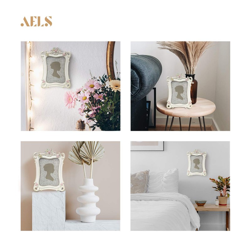 AELS 5x7 Inch Vintage Picture Frame, Elegant Antique Photo Frames
