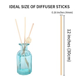 50PCS Natural Fiber Reed Diffuser Sticks 12 Inch Long 4mm Diameter Strong Absorption Refill Replacement Reeds for Diffuser Stick Essential Oil Scented Aroma Fragrance Rod for Home Office Spa