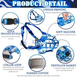 BARKLESS Dog Muzzle, Silicone Basket Muzzle for Small Medium Large Dogs, Soft Cage Mouth Cover Prevent Biting Chewing, Allow Drinking Panting, Suitable for German Shepherd