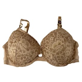 Victoria's Secret NEW Victorias Secret 38D Pushup Bra Solid Beige Floral Lace Padded Underwire