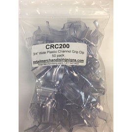 CRC200 - Clear Plastic Channel Grip Clip 3/4" Wide Business Store Signs Holders (50 Pack) Cards Sold Separately