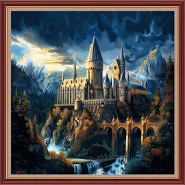 Dooxvey Cross Stitch Kits for Adults Beginners,Full Range of Cross-Stitch Stamped Kits Needlepoint Kits for Beginners Embroidery Kits 11CT Cross Stitch Patterns-Magic Castle 18x18 inch