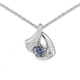 Schmuck-Schmidt - Necklace Pendant with Tanzanite 925 Sterling Silver Rhodium-Plated, Sterling silver, Tanzanite