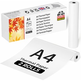 Double Dragon Thermal Printer Paper – 2 Rolls (210mm x 6.5m) | Compatible with Phomemo M832/M833/M834, Munbyn ITP01/ITP04/A40, Peripage, Brother, Vretti & Other Thermal Printers