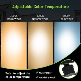 'Gopretty 300W LED FloodLights, 36000LM Dimmable, 3 Colors Selectable (3000K 4500K 6000K), IP66 Waterproof, Outdoor Security Flood Light for Garden, Stadium, Field (2 Pack)