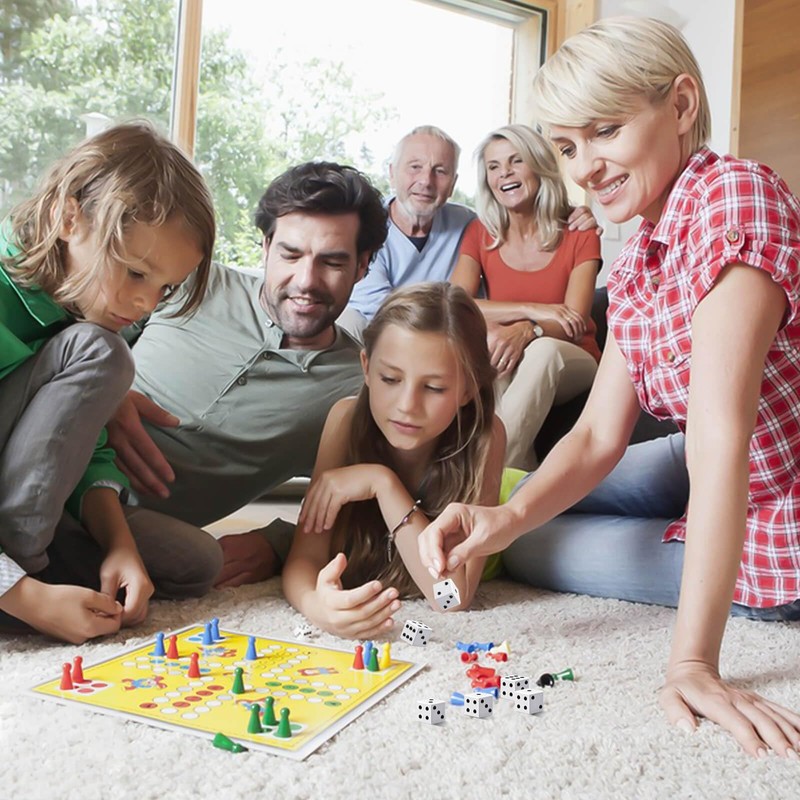 Rerdeim 60 Pieces Standard Dice, 16mm Bulk White Opaque Black