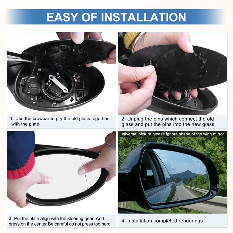 Motoforti Right Passenger Side Heated Mirror Replacement for Ford Explorer