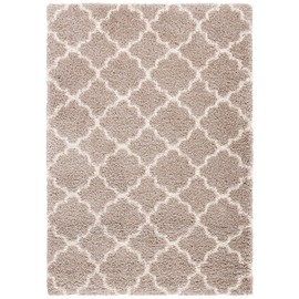 SAFAVIEH Hudson Shag Collection Area Rug - 5'3" x 7'6", Beige & Ivory, Moroccan Trellis Design, Non-Shedding & Easy Care, 2-inch Thick Ideal for High Traffic Areas in Living Room, Bedroom (SGH282F)