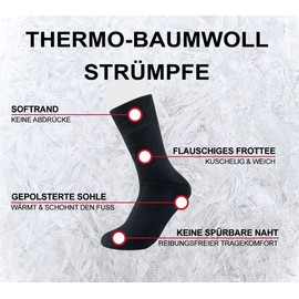 RS. Harmony Thermal Cotton Socks with Soft Edge, No Rubber Print, Soft and Warm, for Men and Women, A: Black-4 Pairs