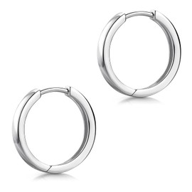 MATERIA by Matthias Wagner Hoop Earrings Rhodium-Plated 925 Silver 9-18 mm, Sterling Silver
