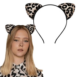 Leopard Print Ears Headband for Girls Cheetah Ears Headbands for Women Leopard Cosplay Costume Accessories for Women Girls Leopard Cat Ears Headband Headwear for Women Girls Cheetah Leopard Headband