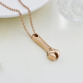 Tool Wrench Urn Pendant Necklace for Ashes Stainless Steel Men Keepsake Locket Memorial Cremation Jewelry Urn Necklace for Human Adult(Rose Gold)