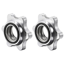 sourcing map Dumbbell Hex Nut, 2Pcs M28 Anti-Slip Lock Collar Screw for Barbell Dumbbell Weight Lifting Silver